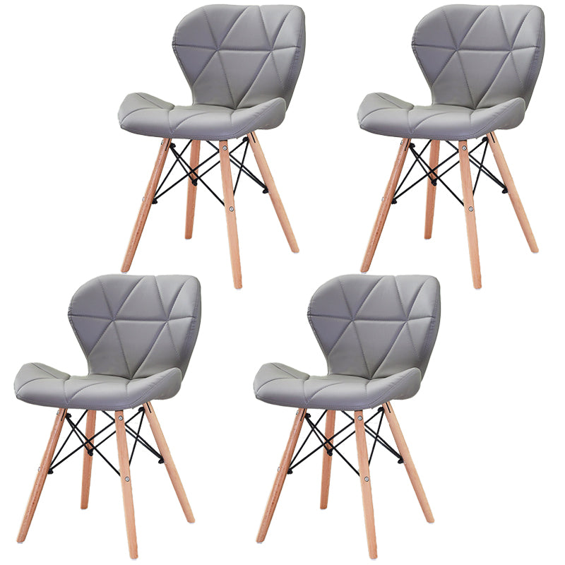 Modern Wood Indoor-Outdoor Room Side Chairs Solid Back Chair Grey Leather Set of 4 Clearhalo ' kitchen&dining_furn' 'Dining Chairs' 'Dining Tables & Seating' 'dining_chair' 'Furniture' 'furniture_dining_chair' 'Kitchen & Dining Furniture' 'kitchen' 4286729