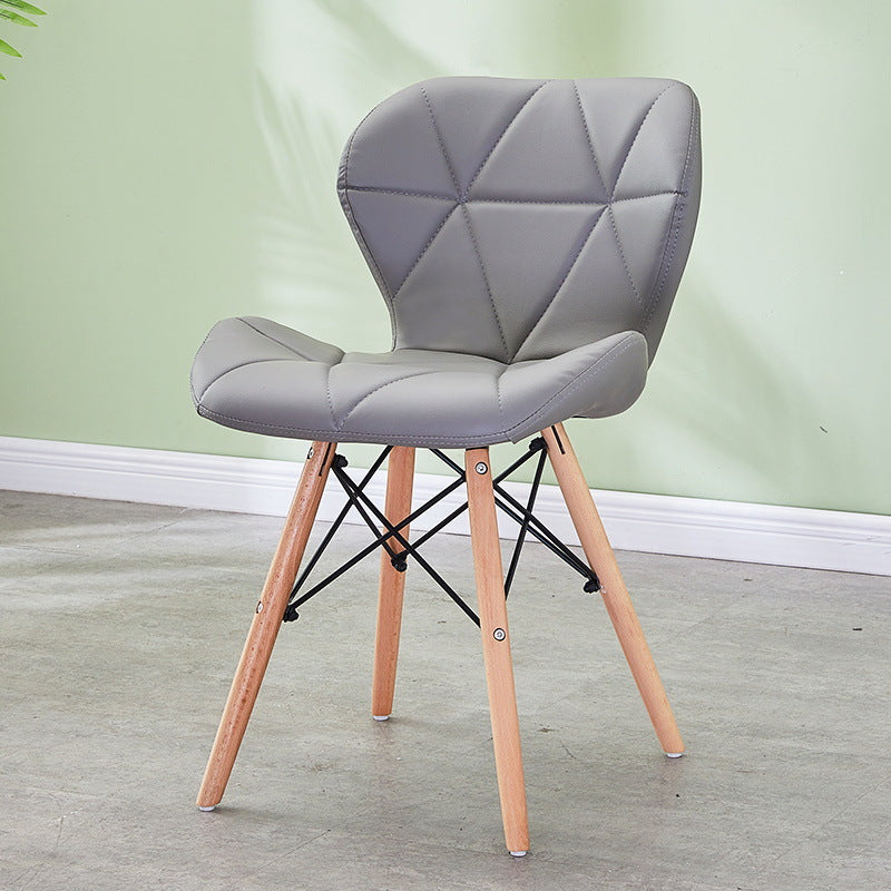 Modern Wood Indoor-Outdoor Room Side Chairs Solid Back Chair Grey Leather 1 Piece Clearhalo ' kitchen&dining_furn' 'Dining Chairs' 'Dining Tables & Seating' 'dining_chair' 'Furniture' 'furniture_dining_chair' 'Kitchen & Dining Furniture' 'kitchen' 4286732