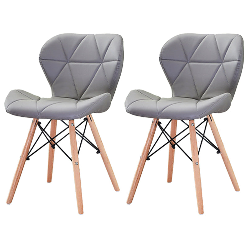 Modern Wood Indoor-Outdoor Room Side Chairs Solid Back Chair Grey Leather Set of 2 Clearhalo ' kitchen&dining_furn' 'Dining Chairs' 'Dining Tables & Seating' 'dining_chair' 'Furniture' 'furniture_dining_chair' 'Kitchen & Dining Furniture' 'kitchen' 4286734