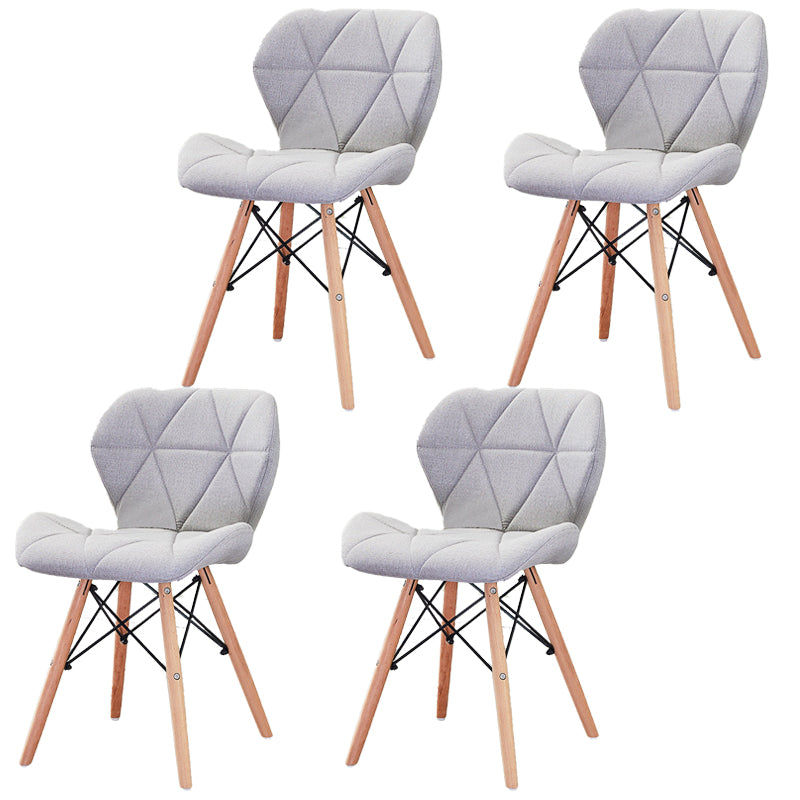 Modern Wood Indoor-Outdoor Room Side Chairs Solid Back Chair Light Gray Fabric Set of 4 Clearhalo ' kitchen&dining_furn' 'Dining Chairs' 'Dining Tables & Seating' 'dining_chair' 'Furniture' 'furniture_dining_chair' 'Kitchen & Dining Furniture' 'kitchen' 4286736