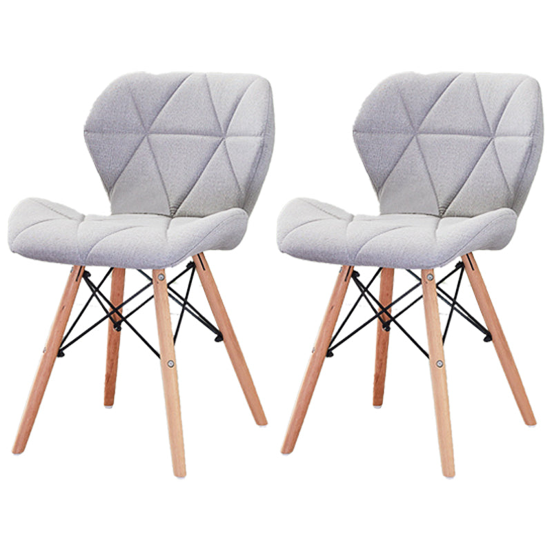 Modern Wood Indoor-Outdoor Room Side Chairs Solid Back Chair Light Gray Fabric Set of 2 Clearhalo ' kitchen&dining_furn' 'Dining Chairs' 'Dining Tables & Seating' 'dining_chair' 'Furniture' 'furniture_dining_chair' 'Kitchen & Dining Furniture' 'kitchen' 4286740