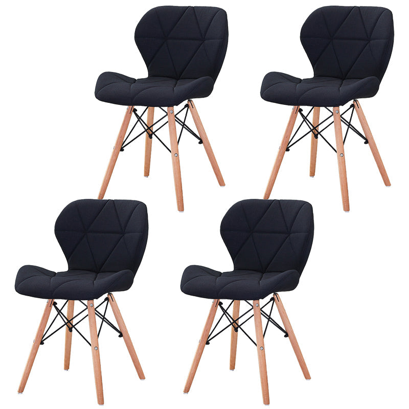 Modern Wood Indoor-Outdoor Room Side Chairs Solid Back Chair Black Fabric Set of 4 Clearhalo ' kitchen&dining_furn' 'Dining Chairs' 'Dining Tables & Seating' 'dining_chair' 'Furniture' 'furniture_dining_chair' 'Kitchen & Dining Furniture' 'kitchen' 4286742