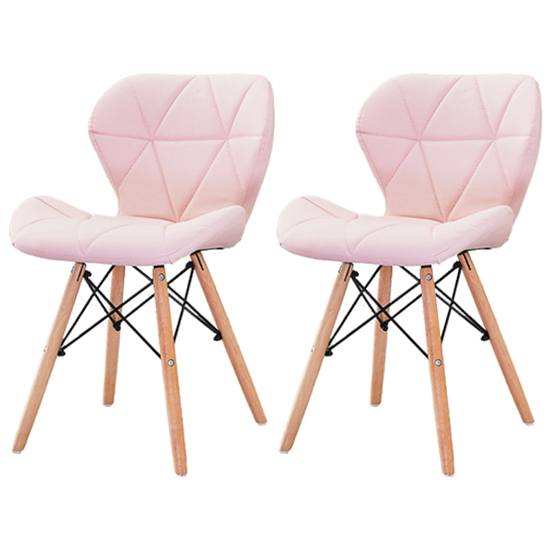 Modern Wood Indoor-Outdoor Room Side Chairs Solid Back Chair Pink Leather Set of 2 Clearhalo ' kitchen&dining_furn' 'Dining Chairs' 'Dining Tables & Seating' 'dining_chair' 'Furniture' 'furniture_dining_chair' 'Kitchen & Dining Furniture' 'kitchen' 4286749
