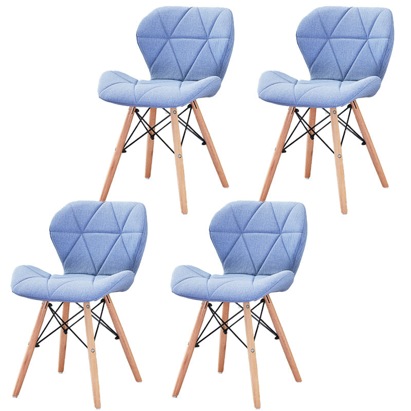 Modern Wood Indoor-Outdoor Room Side Chairs Solid Back Chair Light Blue Fabric Set of 4 Clearhalo ' kitchen&dining_furn' 'Dining Chairs' 'Dining Tables & Seating' 'dining_chair' 'Furniture' 'furniture_dining_chair' 'Kitchen & Dining Furniture' 'kitchen' 4286750