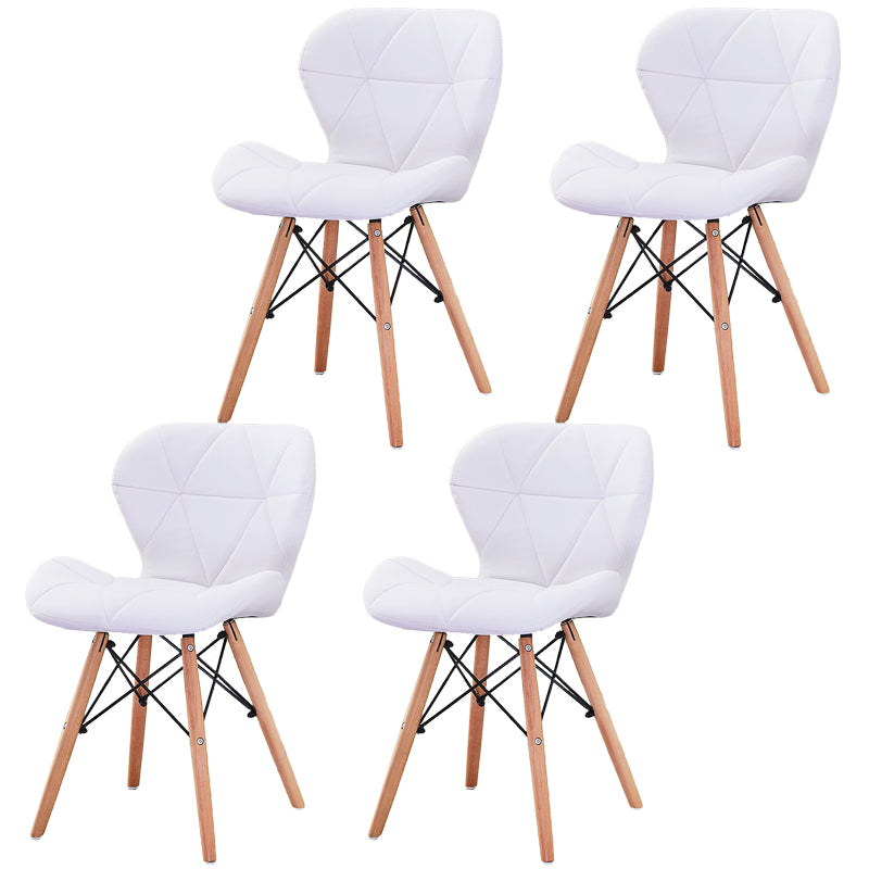 Modern Wood Indoor-Outdoor Room Side Chairs Solid Back Chair White Leather Set of 4 Clearhalo ' kitchen&dining_furn' 'Dining Chairs' 'Dining Tables & Seating' 'dining_chair' 'Furniture' 'furniture_dining_chair' 'Kitchen & Dining Furniture' 'kitchen' 4286753