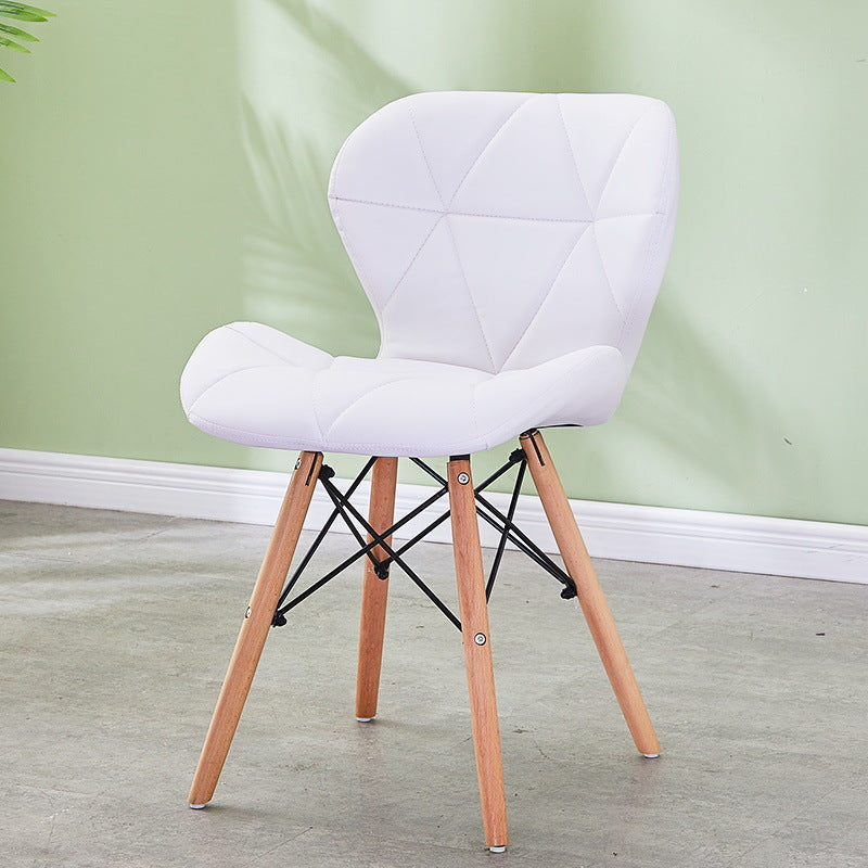 Modern Wood Indoor-Outdoor Room Side Chairs Solid Back Chair White Leather 1 Piece Clearhalo ' kitchen&dining_furn' 'Dining Chairs' 'Dining Tables & Seating' 'dining_chair' 'Furniture' 'furniture_dining_chair' 'Kitchen & Dining Furniture' 'kitchen' 4286754