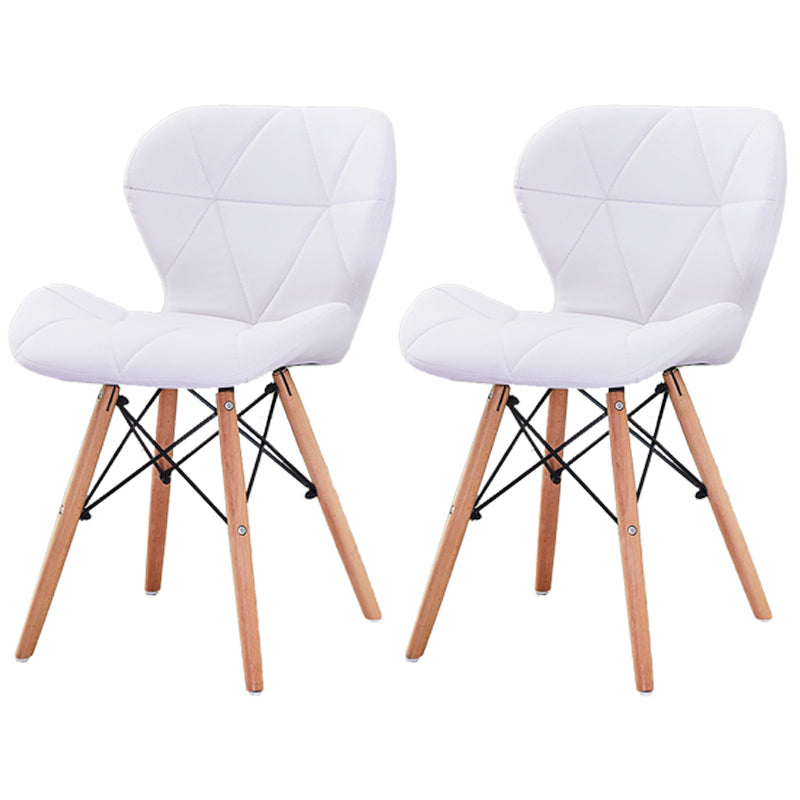 Modern Wood Indoor-Outdoor Room Side Chairs Solid Back Chair White Leather Set of 2 Clearhalo ' kitchen&dining_furn' 'Dining Chairs' 'Dining Tables & Seating' 'dining_chair' 'Furniture' 'furniture_dining_chair' 'Kitchen & Dining Furniture' 'kitchen' 4286755