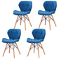 Modern Wood Indoor-Outdoor Room Side Chairs Solid Back Chair Blue Fabric Set of 4 Clearhalo ' kitchen&dining_furn' 'Dining Chairs' 'Dining Tables & Seating' 'dining_chair' 'Furniture' 'furniture_dining_chair' 'Kitchen & Dining Furniture' 'kitchen' 4286756