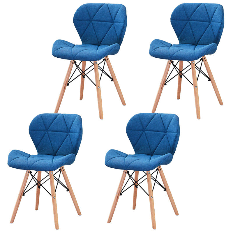 Modern Wood Indoor-Outdoor Room Side Chairs Solid Back Chair Blue Fabric Set of 4 Clearhalo ' kitchen&dining_furn' 'Dining Chairs' 'Dining Tables & Seating' 'dining_chair' 'Furniture' 'furniture_dining_chair' 'Kitchen & Dining Furniture' 'kitchen' 4286756