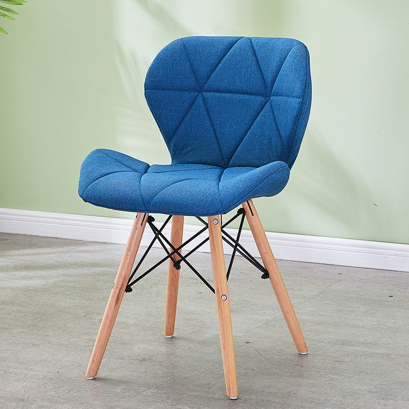 Modern Wood Indoor-Outdoor Room Side Chairs Solid Back Chair Blue Fabric 1 Piece Clearhalo ' kitchen&dining_furn' 'Dining Chairs' 'Dining Tables & Seating' 'dining_chair' 'Furniture' 'furniture_dining_chair' 'Kitchen & Dining Furniture' 'kitchen' 4286757