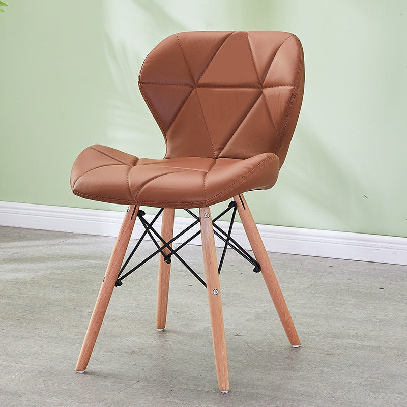 Modern Wood Indoor-Outdoor Room Side Chairs Solid Back Chair Brown Leather 1 Piece Clearhalo ' kitchen&dining_furn' 'Dining Chairs' 'Dining Tables & Seating' 'dining_chair' 'Furniture' 'furniture_dining_chair' 'Kitchen & Dining Furniture' 'kitchen' 4286760