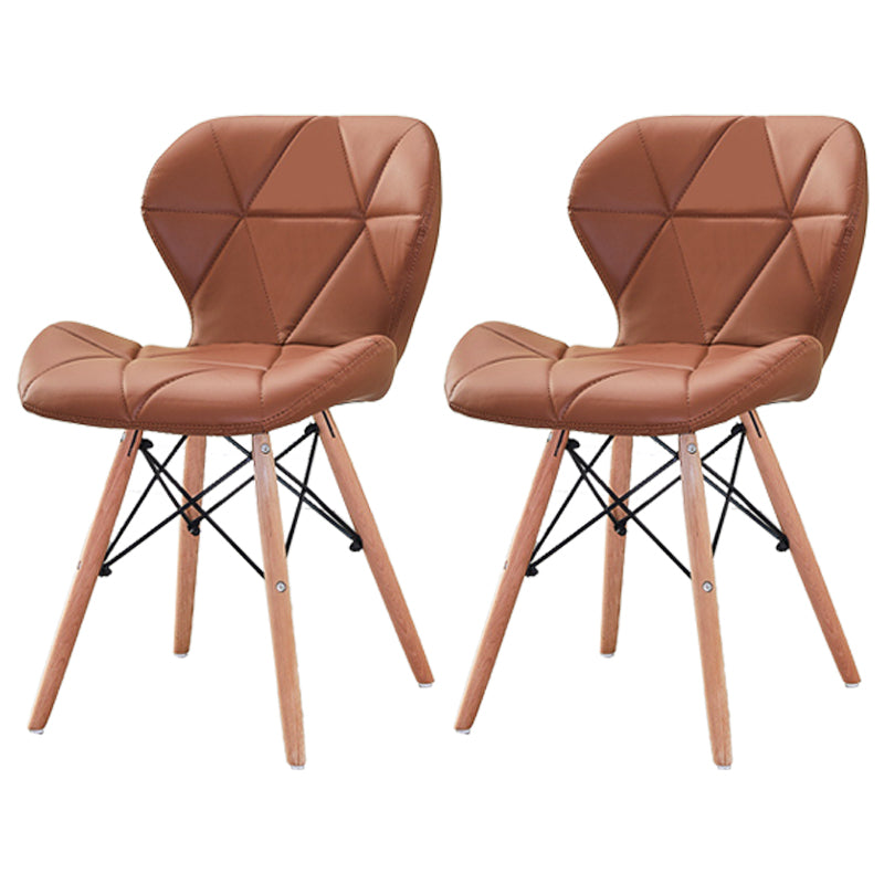 Modern Wood Indoor-Outdoor Room Side Chairs Solid Back Chair Brown Leather Set of 2 Clearhalo ' kitchen&dining_furn' 'Dining Chairs' 'Dining Tables & Seating' 'dining_chair' 'Furniture' 'furniture_dining_chair' 'Kitchen & Dining Furniture' 'kitchen' 4286761