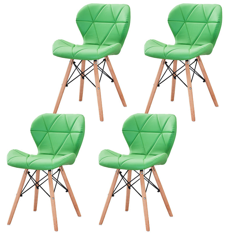 Modern Wood Indoor-Outdoor Room Side Chairs Solid Back Chair Green Leather Set of 4 Clearhalo ' kitchen&dining_furn' 'Dining Chairs' 'Dining Tables & Seating' 'dining_chair' 'Furniture' 'furniture_dining_chair' 'Kitchen & Dining Furniture' 'kitchen' 4286762