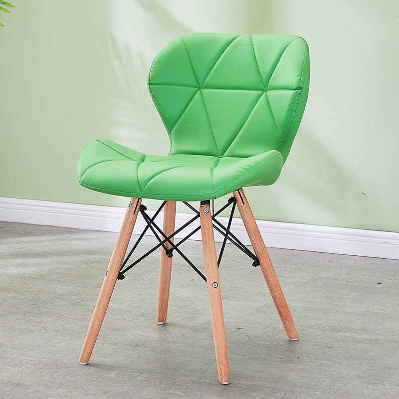 Modern Wood Indoor-Outdoor Room Side Chairs Solid Back Chair Green Leather 1 Piece Clearhalo ' kitchen&dining_furn' 'Dining Chairs' 'Dining Tables & Seating' 'dining_chair' 'Furniture' 'furniture_dining_chair' 'Kitchen & Dining Furniture' 'kitchen' 4286763