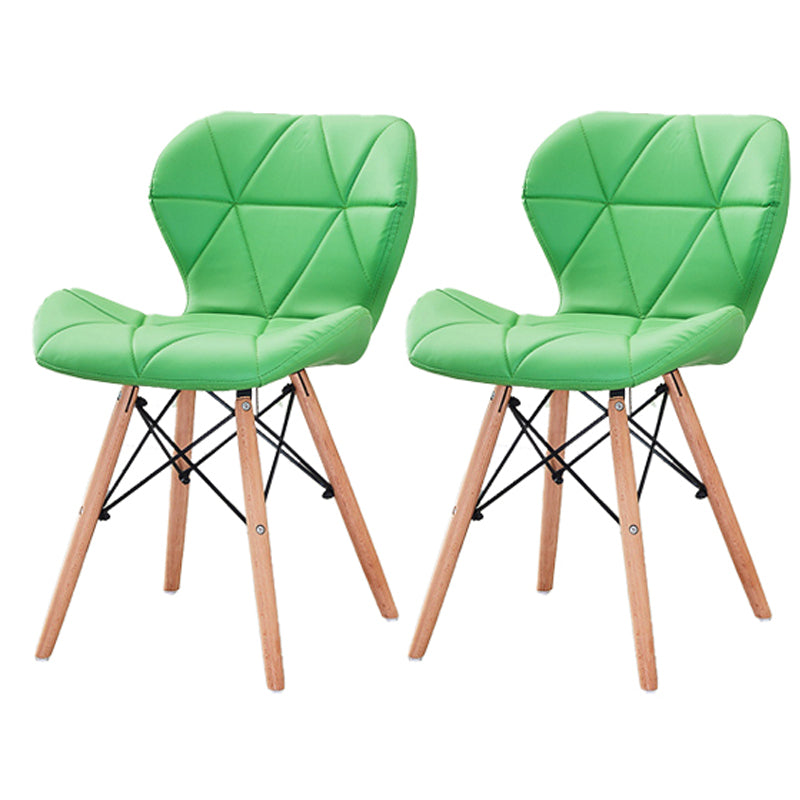 Modern Wood Indoor-Outdoor Room Side Chairs Solid Back Chair Green Leather Set of 2 Clearhalo ' kitchen&dining_furn' 'Dining Chairs' 'Dining Tables & Seating' 'dining_chair' 'Furniture' 'furniture_dining_chair' 'Kitchen & Dining Furniture' 'kitchen' 4286764