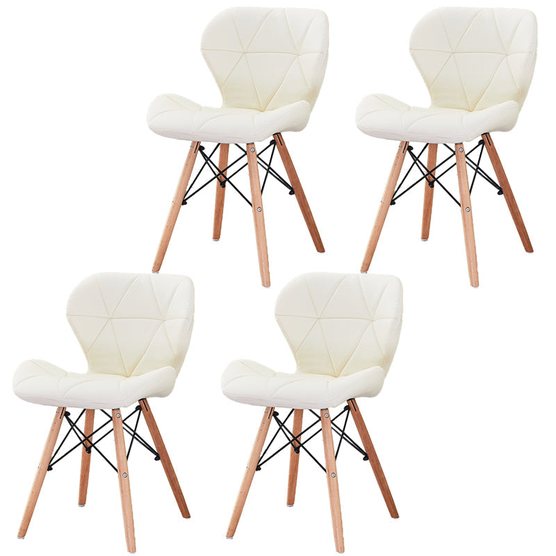Modern Wood Indoor-Outdoor Room Side Chairs Solid Back Chair Cream Leather Set of 4 Clearhalo ' kitchen&dining_furn' 'Dining Chairs' 'Dining Tables & Seating' 'dining_chair' 'Furniture' 'furniture_dining_chair' 'Kitchen & Dining Furniture' 'kitchen' 4286765