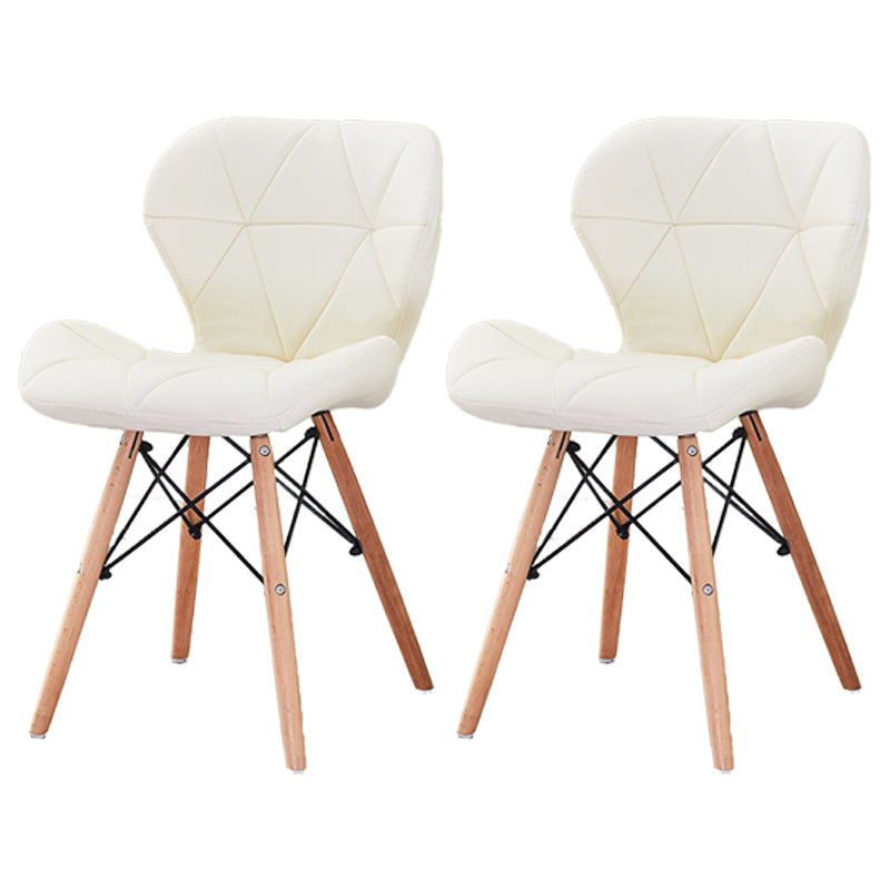 Modern Wood Indoor-Outdoor Room Side Chairs Solid Back Chair Cream Leather Set of 2 Clearhalo ' kitchen&dining_furn' 'Dining Chairs' 'Dining Tables & Seating' 'dining_chair' 'Furniture' 'furniture_dining_chair' 'Kitchen & Dining Furniture' 'kitchen' 4286767