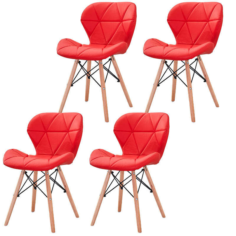 Modern Wood Indoor-Outdoor Room Side Chairs Solid Back Chair Red Leather Set of 4 Clearhalo ' kitchen&dining_furn' 'Dining Chairs' 'Dining Tables & Seating' 'dining_chair' 'Furniture' 'furniture_dining_chair' 'Kitchen & Dining Furniture' 'kitchen' 4286768