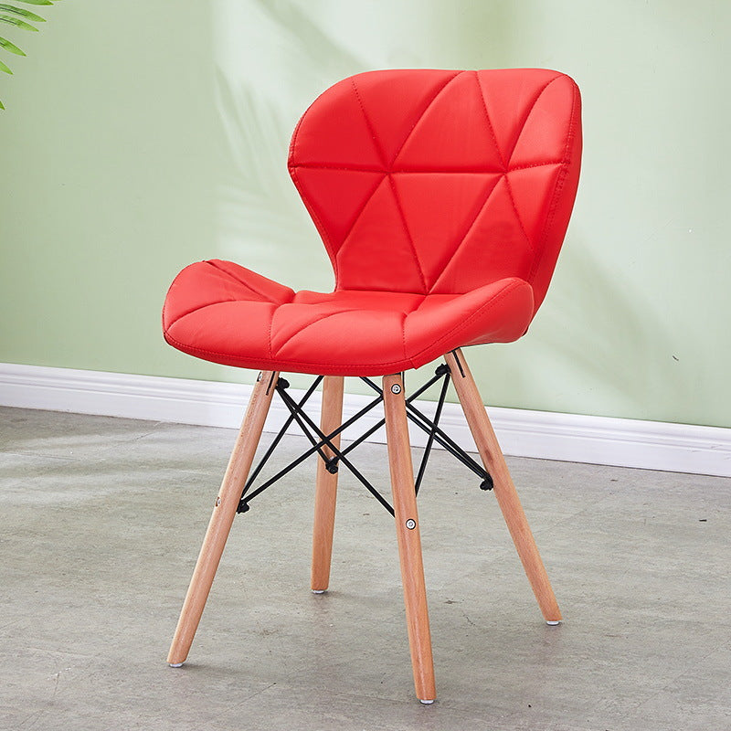 Modern Wood Indoor-Outdoor Room Side Chairs Solid Back Chair Red Leather 1 Piece Clearhalo ' kitchen&dining_furn' 'Dining Chairs' 'Dining Tables & Seating' 'dining_chair' 'Furniture' 'furniture_dining_chair' 'Kitchen & Dining Furniture' 'kitchen' 4286769