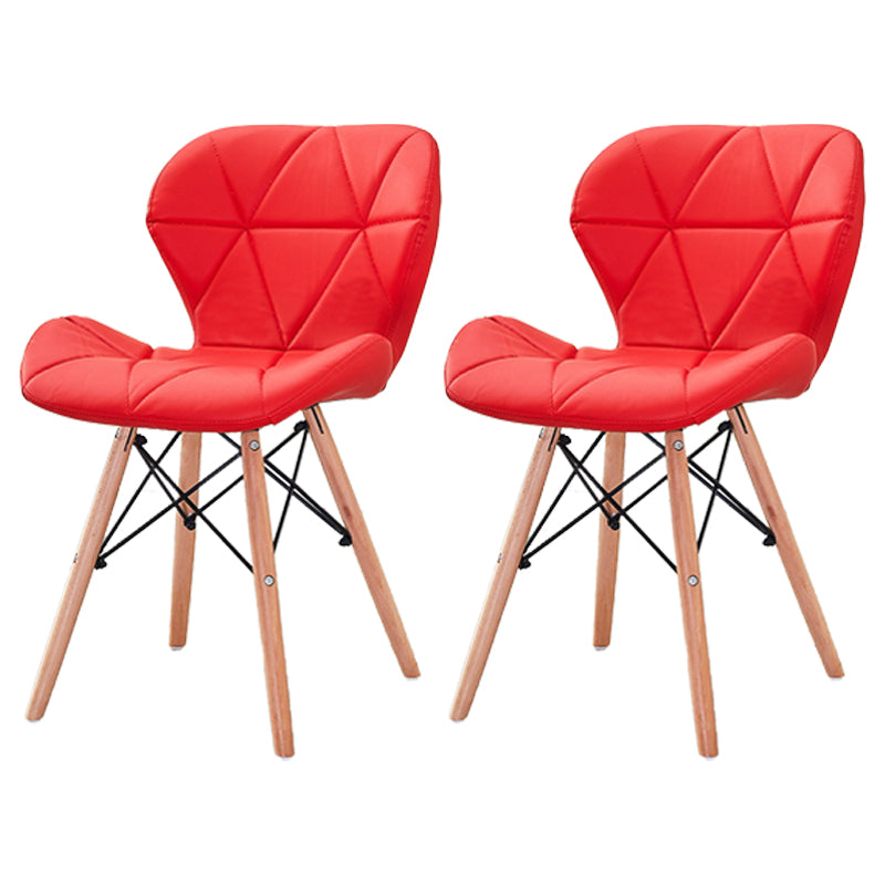 Modern Wood Indoor-Outdoor Room Side Chairs Solid Back Chair Red Leather Set of 2 Clearhalo ' kitchen&dining_furn' 'Dining Chairs' 'Dining Tables & Seating' 'dining_chair' 'Furniture' 'furniture_dining_chair' 'Kitchen & Dining Furniture' 'kitchen' 4286770