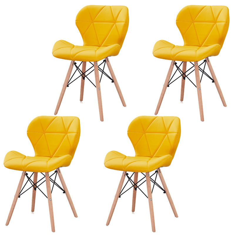 Modern Wood Indoor-Outdoor Room Side Chairs Solid Back Chair Yellow Leather Set of 4 Clearhalo ' kitchen&dining_furn' 'Dining Chairs' 'Dining Tables & Seating' 'dining_chair' 'Furniture' 'furniture_dining_chair' 'Kitchen & Dining Furniture' 'kitchen' 4286771