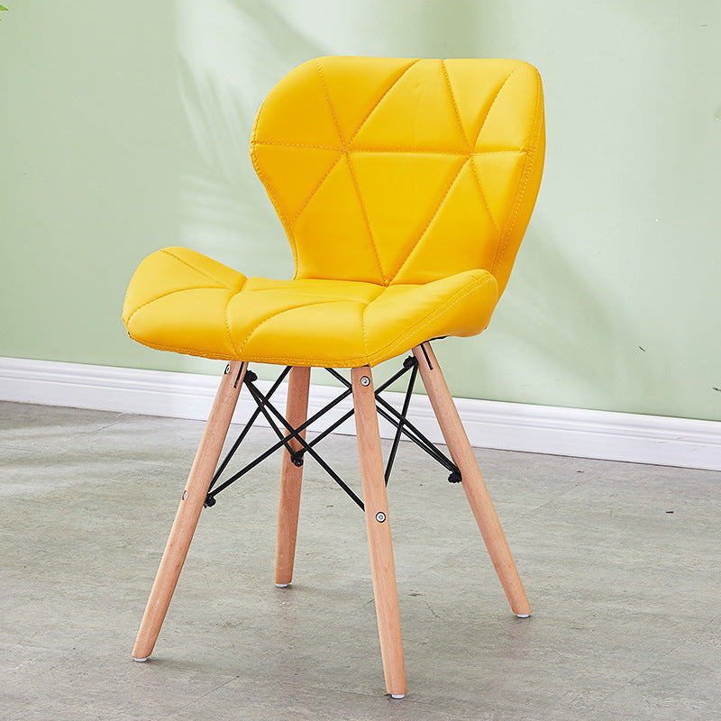 Modern Wood Indoor-Outdoor Room Side Chairs Solid Back Chair Yellow Leather 1 Piece Clearhalo ' kitchen&dining_furn' 'Dining Chairs' 'Dining Tables & Seating' 'dining_chair' 'Furniture' 'furniture_dining_chair' 'Kitchen & Dining Furniture' 'kitchen' 4286772