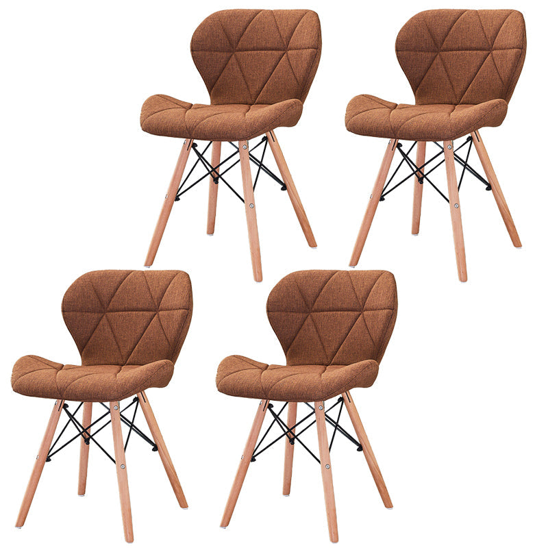 Modern Wood Indoor-Outdoor Room Side Chairs Solid Back Chair Brown Fabric Set of 4 Clearhalo ' kitchen&dining_furn' 'Dining Chairs' 'Dining Tables & Seating' 'dining_chair' 'Furniture' 'furniture_dining_chair' 'Kitchen & Dining Furniture' 'kitchen' 4286774