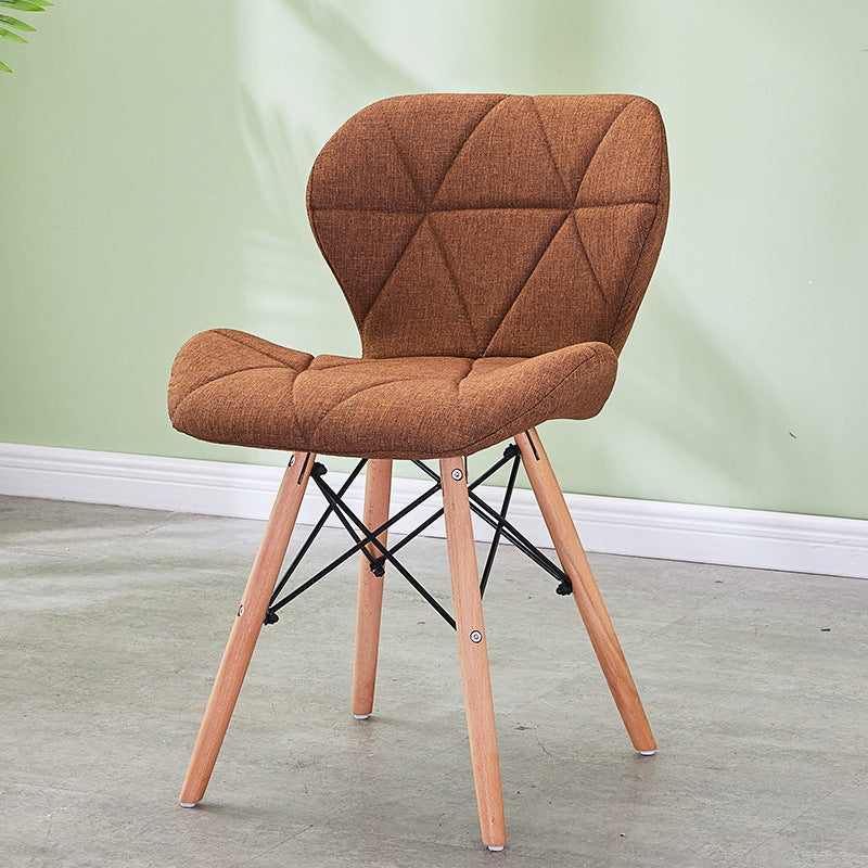 Modern Wood Indoor-Outdoor Room Side Chairs Solid Back Chair Brown Fabric 1 Piece Clearhalo ' kitchen&dining_furn' 'Dining Chairs' 'Dining Tables & Seating' 'dining_chair' 'Furniture' 'furniture_dining_chair' 'Kitchen & Dining Furniture' 'kitchen' 4286775