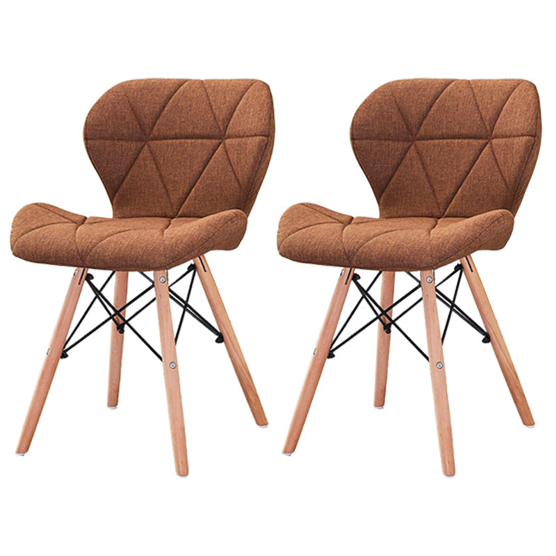 Modern Wood Indoor-Outdoor Room Side Chairs Solid Back Chair Brown Fabric Set of 2 Clearhalo ' kitchen&dining_furn' 'Dining Chairs' 'Dining Tables & Seating' 'dining_chair' 'Furniture' 'furniture_dining_chair' 'Kitchen & Dining Furniture' 'kitchen' 4286776