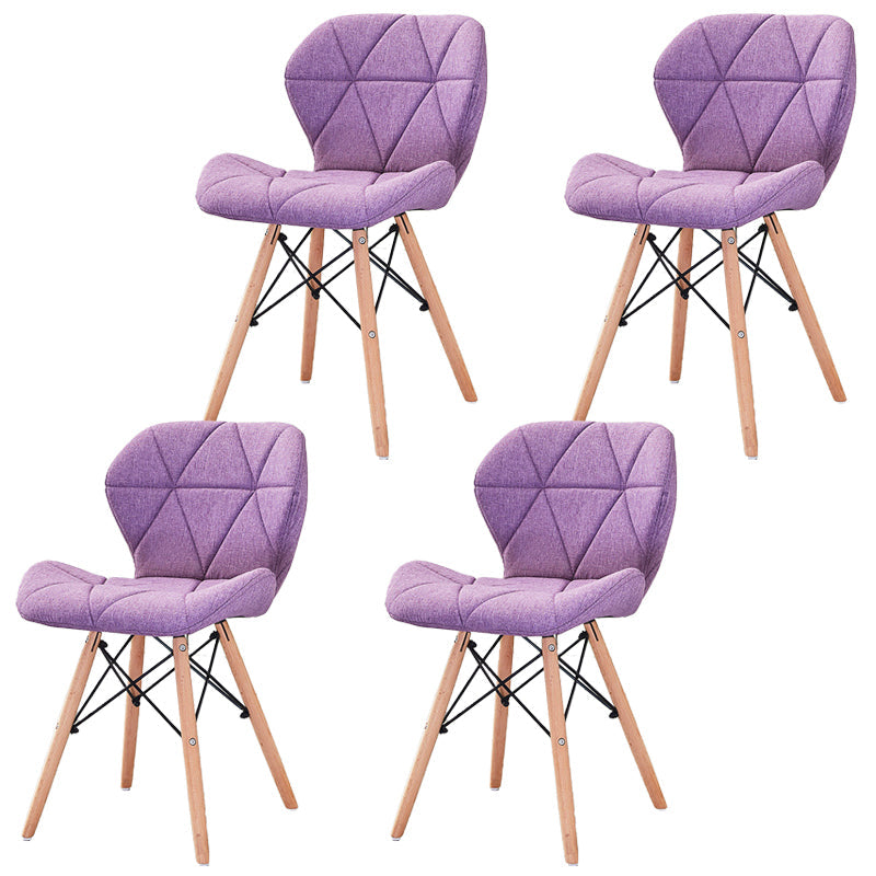 Modern Wood Indoor-Outdoor Room Side Chairs Solid Back Chair Purple Fabric Set of 4 Clearhalo ' kitchen&dining_furn' 'Dining Chairs' 'Dining Tables & Seating' 'dining_chair' 'Furniture' 'furniture_dining_chair' 'Kitchen & Dining Furniture' 'kitchen' 4286777