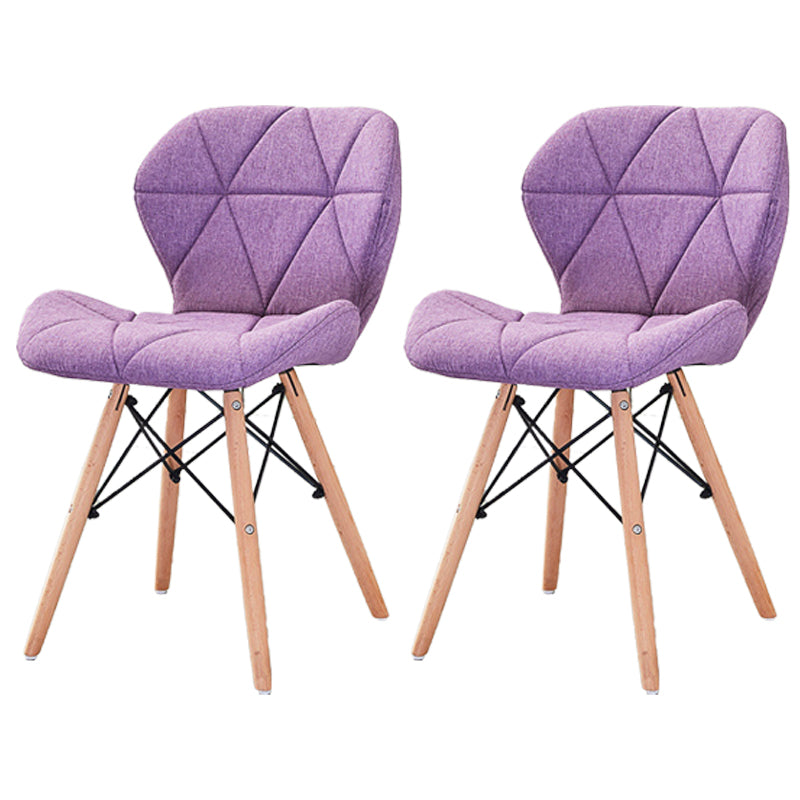 Modern Wood Indoor-Outdoor Room Side Chairs Solid Back Chair Purple Fabric Set of 2 Clearhalo ' kitchen&dining_furn' 'Dining Chairs' 'Dining Tables & Seating' 'dining_chair' 'Furniture' 'furniture_dining_chair' 'Kitchen & Dining Furniture' 'kitchen' 4286779