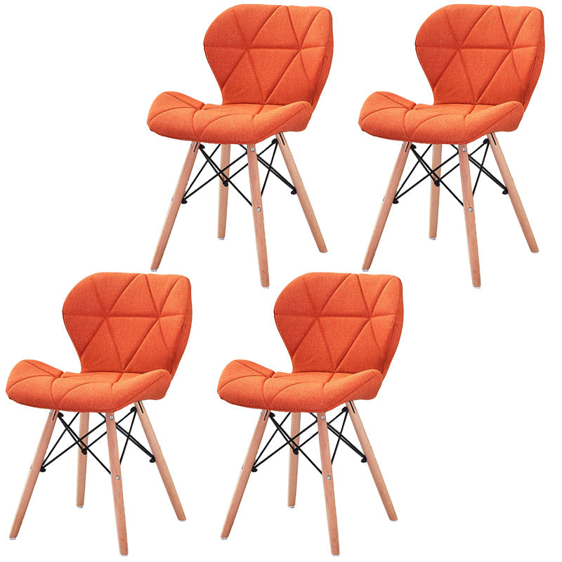 Modern Wood Indoor-Outdoor Room Side Chairs Solid Back Chair Orange Fabric Set of 4 Clearhalo ' kitchen&dining_furn' 'Dining Chairs' 'Dining Tables & Seating' 'dining_chair' 'Furniture' 'furniture_dining_chair' 'Kitchen & Dining Furniture' 'kitchen' 4286780