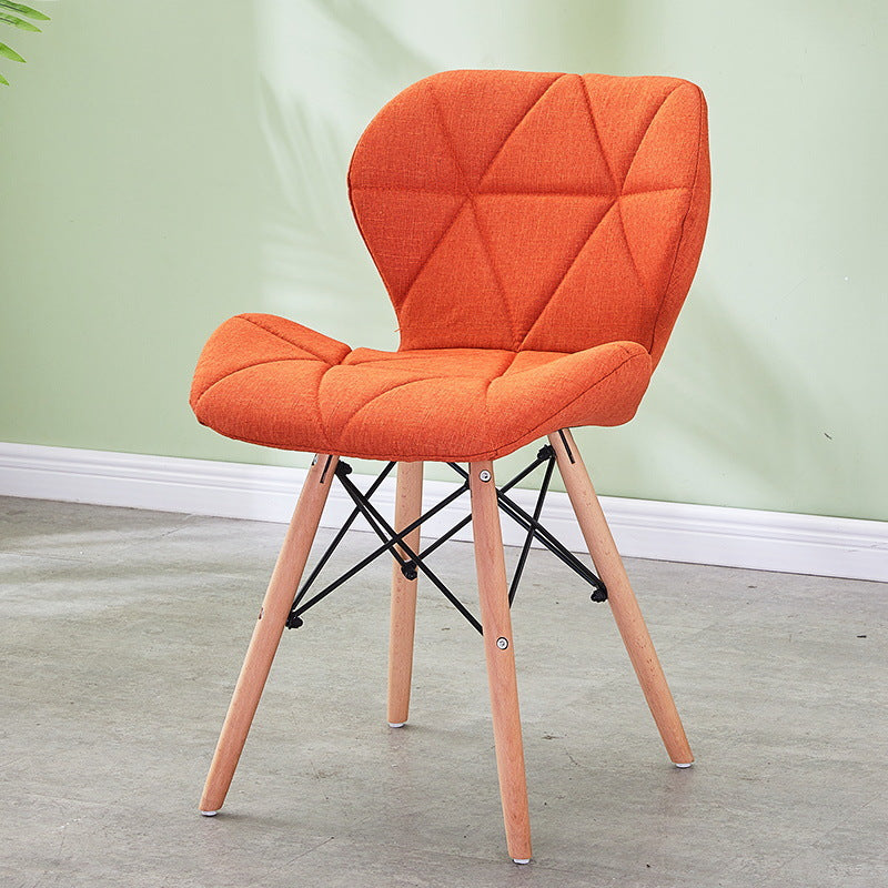 Modern Wood Indoor-Outdoor Room Side Chairs Solid Back Chair Orange Fabric 1 Piece Clearhalo ' kitchen&dining_furn' 'Dining Chairs' 'Dining Tables & Seating' 'dining_chair' 'Furniture' 'furniture_dining_chair' 'Kitchen & Dining Furniture' 'kitchen' 4286781