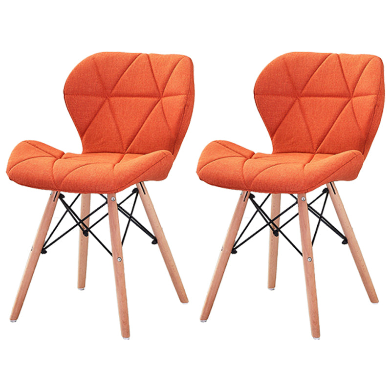 Modern Wood Indoor-Outdoor Room Side Chairs Solid Back Chair Orange Fabric Set of 2 Clearhalo ' kitchen&dining_furn' 'Dining Chairs' 'Dining Tables & Seating' 'dining_chair' 'Furniture' 'furniture_dining_chair' 'Kitchen & Dining Furniture' 'kitchen' 4286782