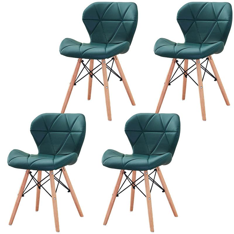 Modern Wood Indoor-Outdoor Room Side Chairs Solid Back Chair Blackish Green Leather Set of 4 Clearhalo ' kitchen&dining_furn' 'Dining Chairs' 'Dining Tables & Seating' 'dining_chair' 'Furniture' 'furniture_dining_chair' 'Kitchen & Dining Furniture' 'kitchen' 4286783