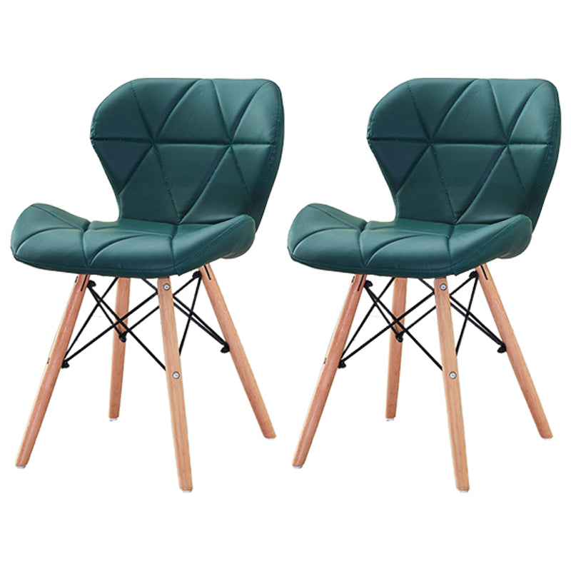 Modern Wood Indoor-Outdoor Room Side Chairs Solid Back Chair Blackish Green Leather Set of 2 Clearhalo ' kitchen&dining_furn' 'Dining Chairs' 'Dining Tables & Seating' 'dining_chair' 'Furniture' 'furniture_dining_chair' 'Kitchen & Dining Furniture' 'kitchen' 4286785