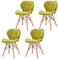 Modern Wood Indoor-Outdoor Room Side Chairs Solid Back Chair Green Fabric Set of 4 Clearhalo ' kitchen&dining_furn' 'Dining Chairs' 'Dining Tables & Seating' 'dining_chair' 'Furniture' 'furniture_dining_chair' 'Kitchen & Dining Furniture' 'kitchen' 4286786