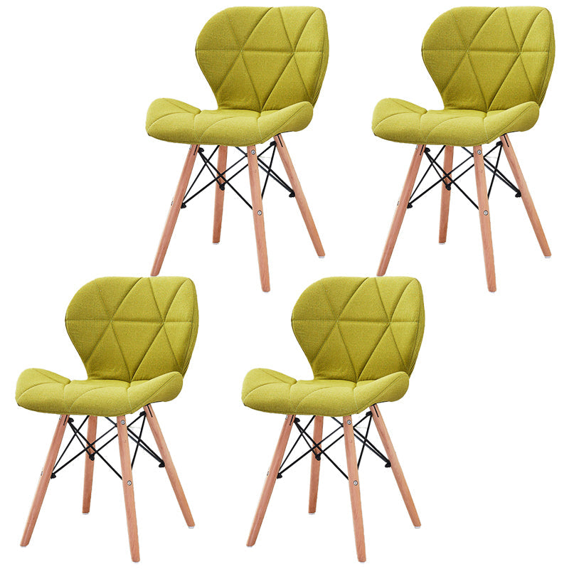 Modern Wood Indoor-Outdoor Room Side Chairs Solid Back Chair Green Fabric Set of 4 Clearhalo ' kitchen&dining_furn' 'Dining Chairs' 'Dining Tables & Seating' 'dining_chair' 'Furniture' 'furniture_dining_chair' 'Kitchen & Dining Furniture' 'kitchen' 4286786