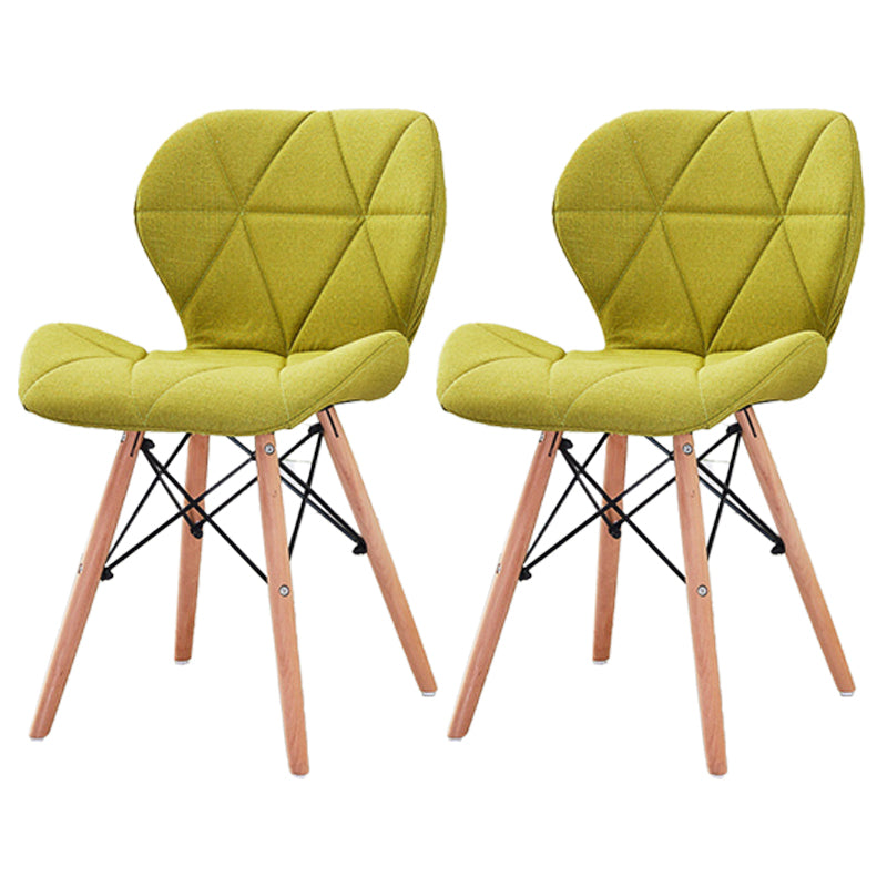 Modern Wood Indoor-Outdoor Room Side Chairs Solid Back Chair Green Fabric Set of 2 Clearhalo ' kitchen&dining_furn' 'Dining Chairs' 'Dining Tables & Seating' 'dining_chair' 'Furniture' 'furniture_dining_chair' 'Kitchen & Dining Furniture' 'kitchen' 4286788