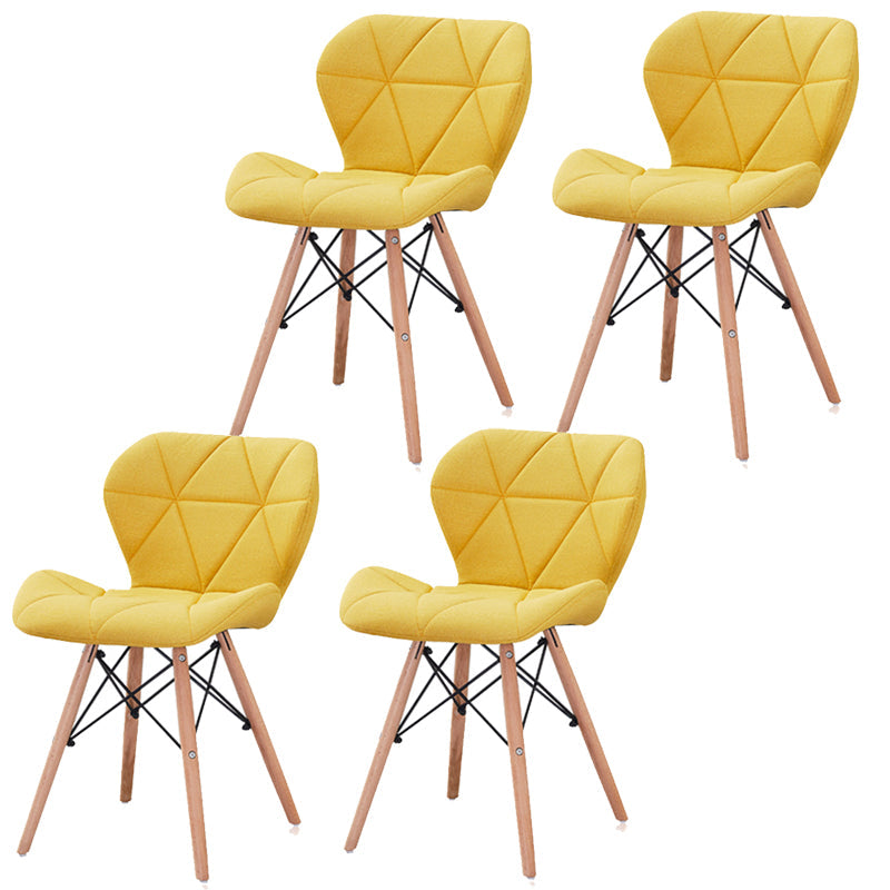 Modern Wood Indoor-Outdoor Room Side Chairs Solid Back Chair Yellow Fabric Set of 4 Clearhalo ' kitchen&dining_furn' 'Dining Chairs' 'Dining Tables & Seating' 'dining_chair' 'Furniture' 'furniture_dining_chair' 'Kitchen & Dining Furniture' 'kitchen' 4286789