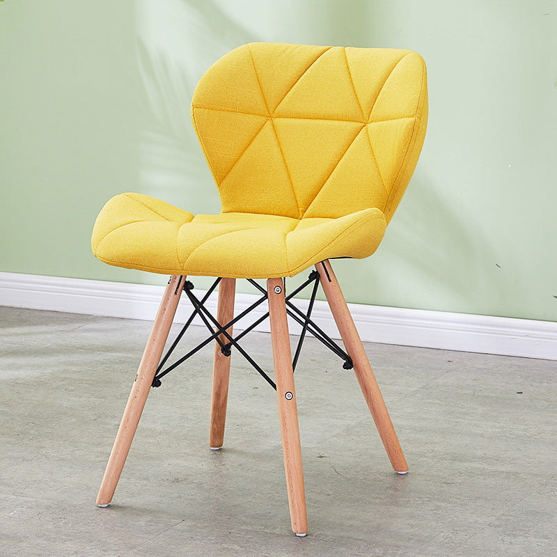 Modern Wood Indoor-Outdoor Room Side Chairs Solid Back Chair Yellow Fabric 1 Piece Clearhalo ' kitchen&dining_furn' 'Dining Chairs' 'Dining Tables & Seating' 'dining_chair' 'Furniture' 'furniture_dining_chair' 'Kitchen & Dining Furniture' 'kitchen' 4286790