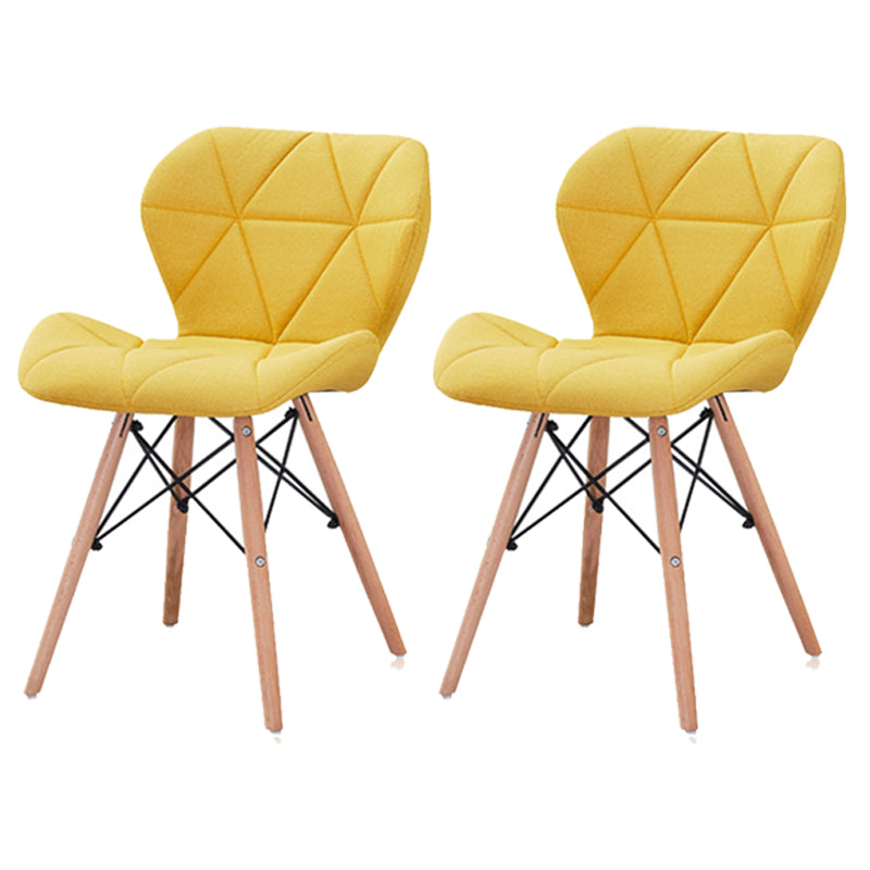 Modern Wood Indoor-Outdoor Room Side Chairs Solid Back Chair Yellow Fabric Set of 2 Clearhalo ' kitchen&dining_furn' 'Dining Chairs' 'Dining Tables & Seating' 'dining_chair' 'Furniture' 'furniture_dining_chair' 'Kitchen & Dining Furniture' 'kitchen' 4286791