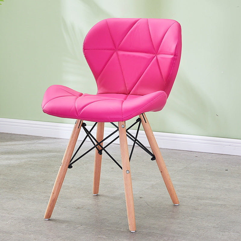 Modern Wood Indoor-Outdoor Room Side Chairs Solid Back Chair Rose Red Leather 1 Piece Clearhalo ' kitchen&dining_furn' 'Dining Chairs' 'Dining Tables & Seating' 'dining_chair' 'Furniture' 'furniture_dining_chair' 'Kitchen & Dining Furniture' 'kitchen' 4286793