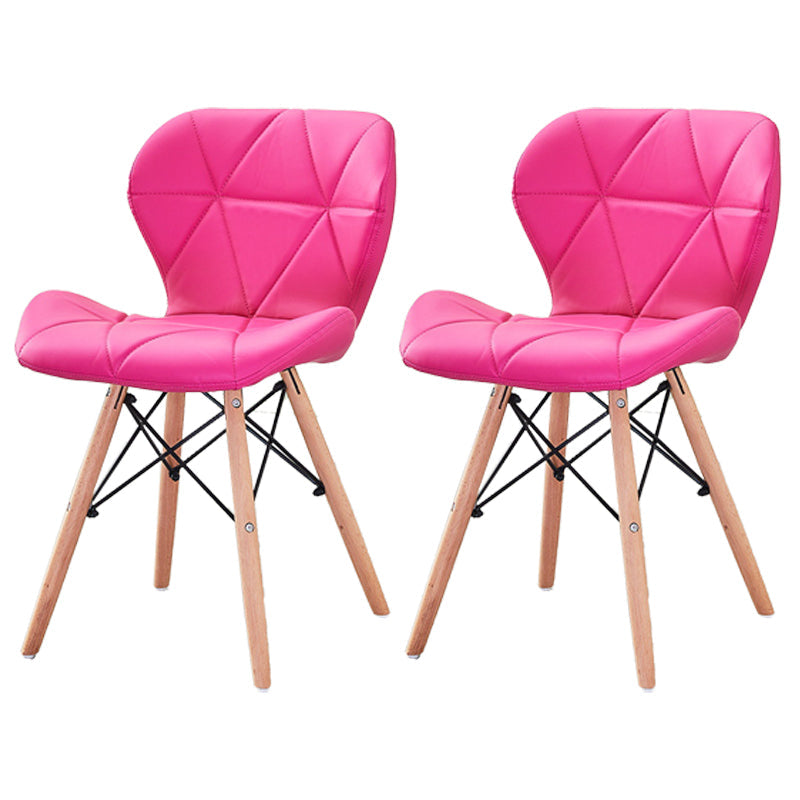 Modern Wood Indoor-Outdoor Room Side Chairs Solid Back Chair Rose Red Leather Set of 2 Clearhalo ' kitchen&dining_furn' 'Dining Chairs' 'Dining Tables & Seating' 'dining_chair' 'Furniture' 'furniture_dining_chair' 'Kitchen & Dining Furniture' 'kitchen' 4286794