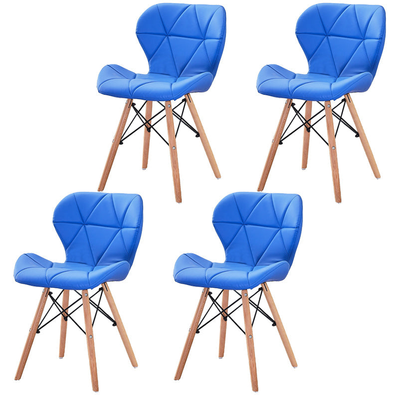 Modern Wood Indoor-Outdoor Room Side Chairs Solid Back Chair Blue Leather Set of 4 Clearhalo ' kitchen&dining_furn' 'Dining Chairs' 'Dining Tables & Seating' 'dining_chair' 'Furniture' 'furniture_dining_chair' 'Kitchen & Dining Furniture' 'kitchen' 4286795
