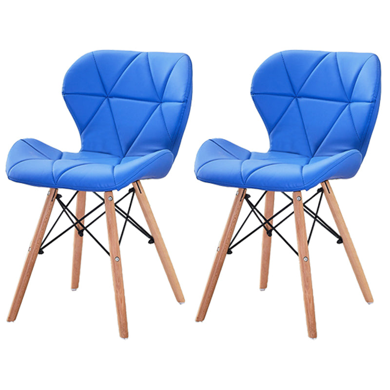Modern Wood Indoor-Outdoor Room Side Chairs Solid Back Chair Blue Leather Set of 2 Clearhalo ' kitchen&dining_furn' 'Dining Chairs' 'Dining Tables & Seating' 'dining_chair' 'Furniture' 'furniture_dining_chair' 'Kitchen & Dining Furniture' 'kitchen' 4286797