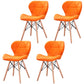 Modern Wood Indoor-Outdoor Room Side Chairs Solid Back Chair Orange Leather Set of 4 Clearhalo ' kitchen&dining_furn' 'Dining Chairs' 'Dining Tables & Seating' 'dining_chair' 'Furniture' 'furniture_dining_chair' 'Kitchen & Dining Furniture' 'kitchen' 4286798