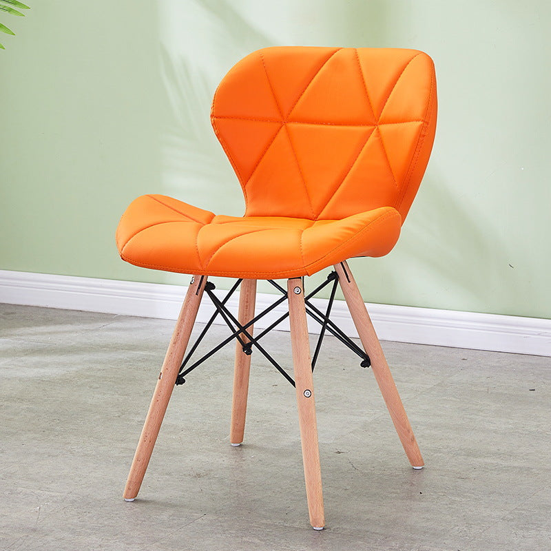 Modern Wood Indoor-Outdoor Room Side Chairs Solid Back Chair Orange Leather 1 Piece Clearhalo ' kitchen&dining_furn' 'Dining Chairs' 'Dining Tables & Seating' 'dining_chair' 'Furniture' 'furniture_dining_chair' 'Kitchen & Dining Furniture' 'kitchen' 4286799