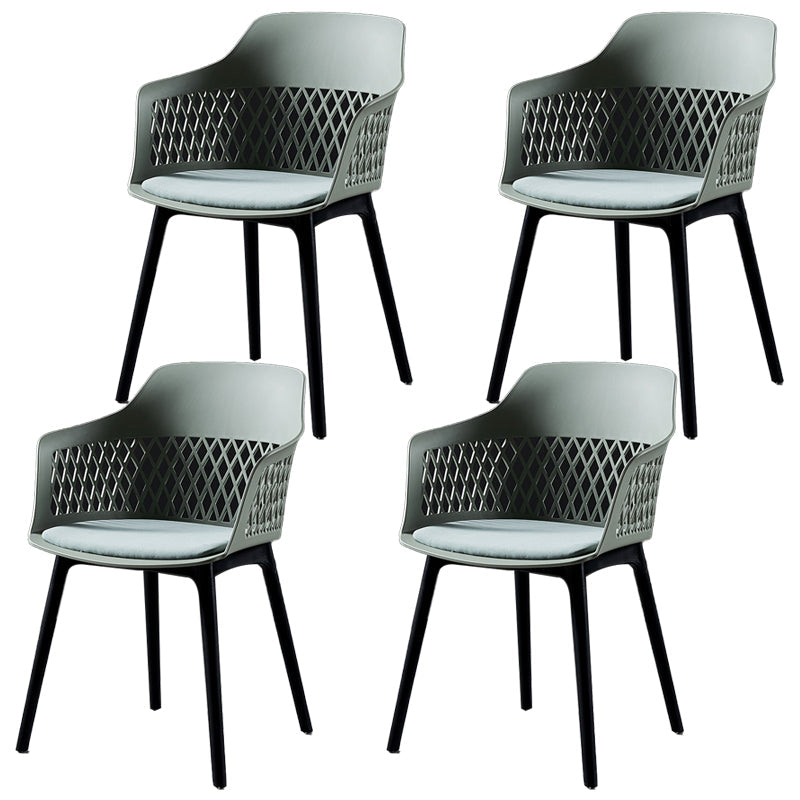 Contemporary Metal Indoor-Outdoor Room Armchair Open Back Chair Green 4 Piece Set Clearhalo ' kitchen&dining_furn' 'Dining Chairs' 'Dining Tables & Seating' 'dining_chair' 'furn' 'furn_dining_chair' 'Furniture' 'furniture_dining_chair' 'Kitchen & Dining Furniture' 'kitchen' 4286803