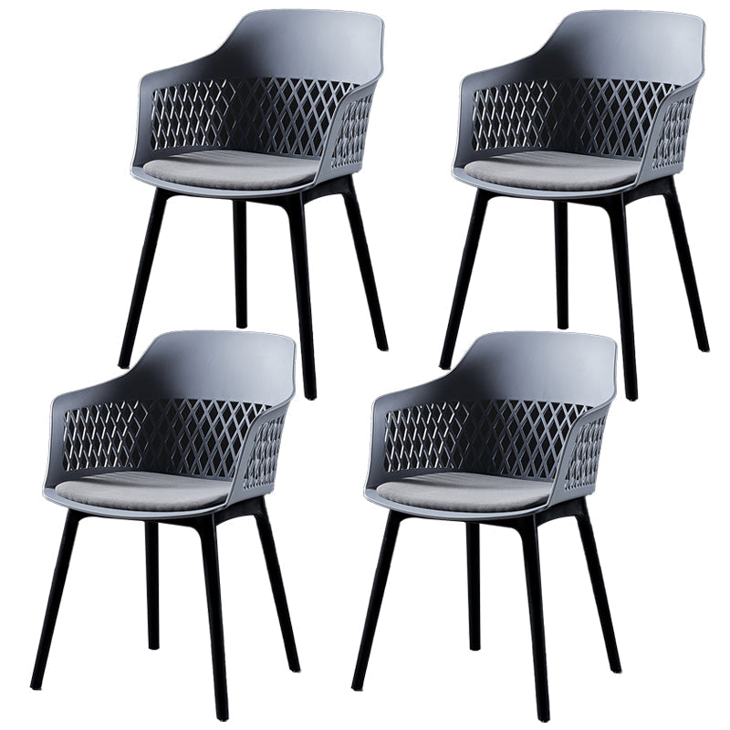 Contemporary Metal Indoor-Outdoor Room Armchair Open Back Chair Gray-Blue 4 Piece Set Clearhalo ' kitchen&dining_furn' 'Dining Chairs' 'Dining Tables & Seating' 'dining_chair' 'furn' 'furn_dining_chair' 'Furniture' 'furniture_dining_chair' 'Kitchen & Dining Furniture' 'kitchen' 4286808